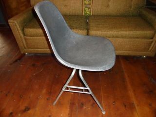 3 - Vintage Herman Miller Eames Mid Century Stacking Chairs,  Gray,  Fiberglass MCM 8