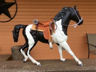 Marx Johnny West Vintage Black & White Pinto Botw Custom Horse 1/6 Scale & Tack