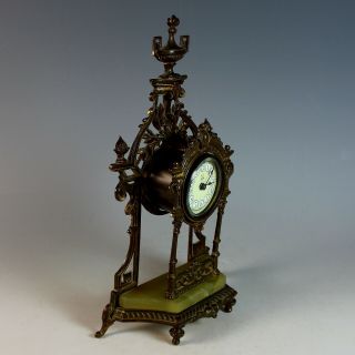 Antique German Mantle Clock with Porcelain Dial and Onyx Base 5