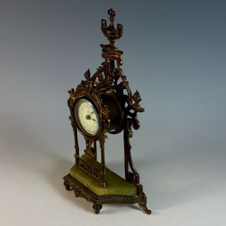 Antique German Mantle Clock with Porcelain Dial and Onyx Base 6