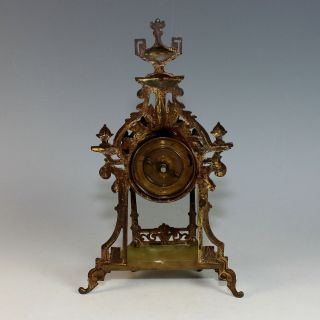 Antique German Mantle Clock with Porcelain Dial and Onyx Base 8