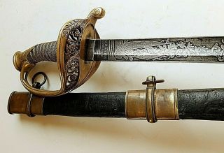 AMERICAN CIVIL WAR M 1850 FOOT OFFICER SWORD SIGNED BLADE W CLAUBERG CA 1861 2