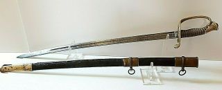 AMERICAN CIVIL WAR M 1850 FOOT OFFICER SWORD SIGNED BLADE W CLAUBERG CA 1861 3