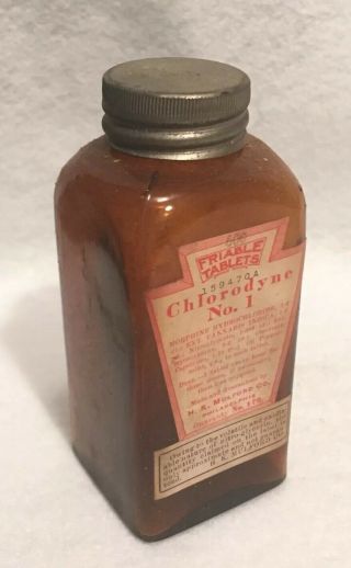 Antique Chlorodyne No.  1 Morphine Cannabis Indica Apothecary Pharmacy Bottle Rare 3