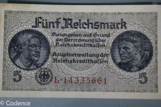 WW2 German 5 Marks Reichsmark Banknote Bill 3 Consecutive Serial Numbers UNC 3 2