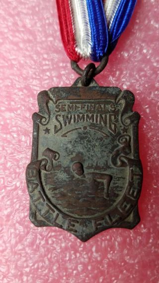 Vintage Us Battle Fleet Swimming Medal Badge World War Army Navy Ww2