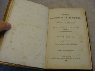 1847 RARE antique ROBERT GOOCH ' S MIDWIFERY OBGYN BIRTH 4TH ED MEDICAL LEATHER 5