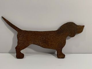 Antique American Folk Art Sheet Iron Dachshund Dog Barn Whimsy Ca 1930s 6