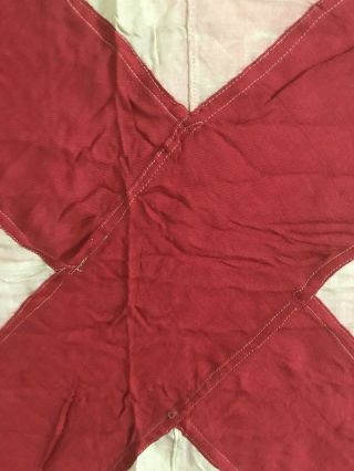 VINTAGE LINEN RED & TAN FLAG 34 x 38 w/ N.  Y.  MARKED ' V ' Great for Framing 7