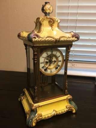 Ansonia Porcelain Crystal Regulator Clock No.  3 Model Rare Vintage