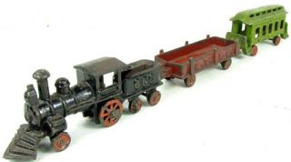 Climax Antique Cast Iron Train Loco Car Set