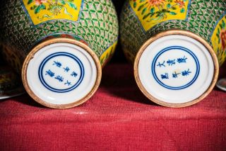 Hand - Painted Ginger Jars With Ming Style And Mark Almost 4 Lbs