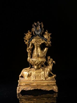 Chinese Antique/Vintage Gilt Bronze Figure Of Buddha Manjusri 3