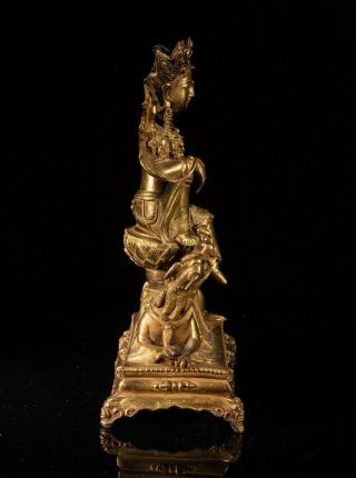 Chinese Antique/Vintage Gilt Bronze Figure Of Buddha Manjusri 4