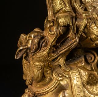 Chinese Antique/Vintage Gilt Bronze Figure Of Buddha Manjusri 7