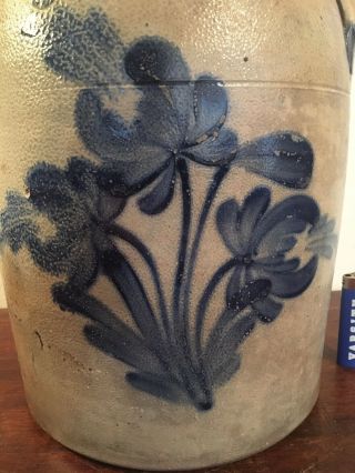Cowden & Wilcox Harrisburg,  PA Salt Glazed 3 Gal Stoneware Crock Cobalt c 1870 10