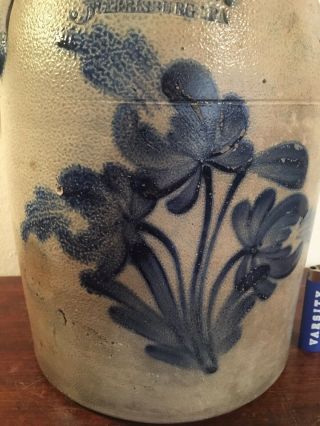 Cowden & Wilcox Harrisburg,  PA Salt Glazed 3 Gal Stoneware Crock Cobalt c 1870 4