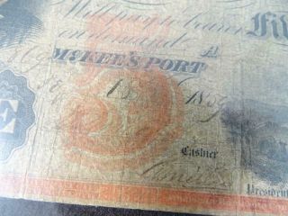 Antique Civil War Era Monongahela Valley Bank Note $5 Bullet Set Dollar Bill Vtg 4