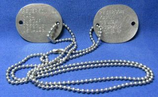 Wwii Navy Naval Chaplain Dog Tags Set With Bead Chain
