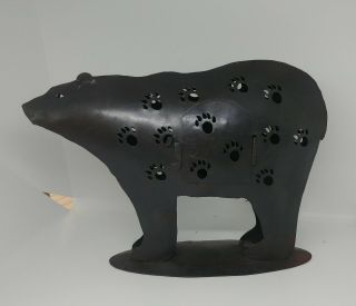 Agawa Indian Primitive Metal Bear Candle Holder 8 " Tall