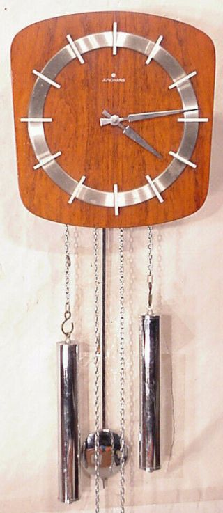 Junghans Retro Vintage Wooden Design Brass Pendulum Antique Wall Clock Art Deco