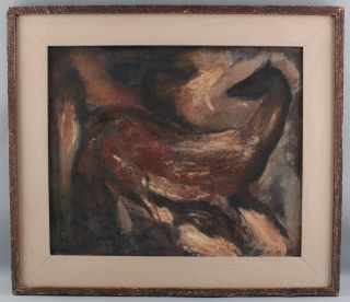 Large RALPH ENO Mid - Century Modern Expressionist Horse Oil Painting 2