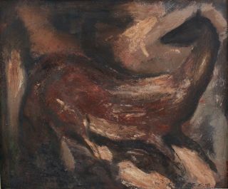 Large RALPH ENO Mid - Century Modern Expressionist Horse Oil Painting 3