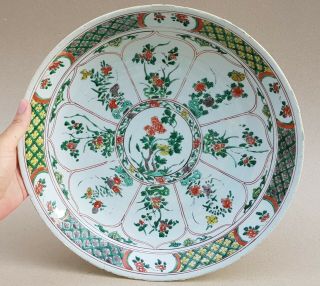 Large Kangxi 1662 - 1722 Antique Chinese Famille Verte Wucai Porcelain Charger