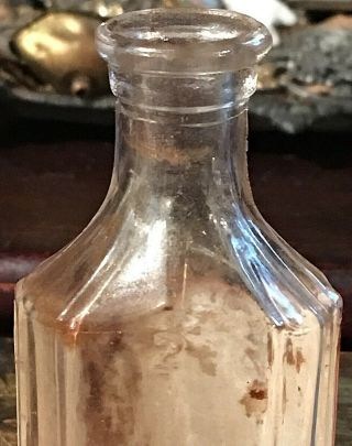 Old Antique Vtg Pharmacy NYC Glass Poison Skull Crossbones Bottle Paper Label 7