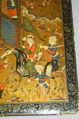 Islamic Persian Painting Illuminated Manuscript Book Cover Papier Mache Lacquer 2