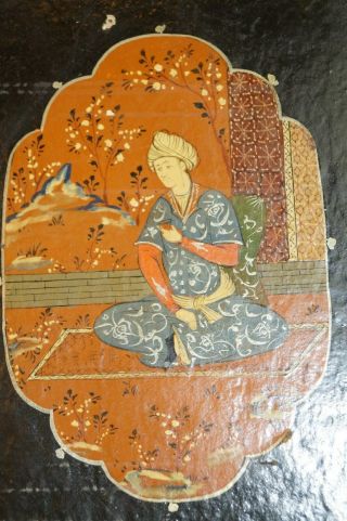Islamic Persian Painting Illuminated Manuscript Book Cover Papier Mache Lacquer 3