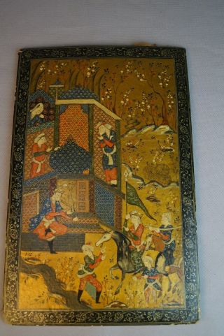 Islamic Persian Painting Illuminated Manuscript Book Cover Papier Mache Lacquer 6