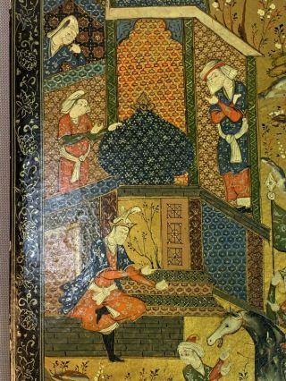 Islamic Persian Painting Illuminated Manuscript Book Cover Papier Mache Lacquer 9