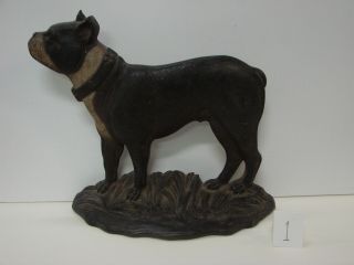 Antique Boston Terrier Cast Iron Dog Doorstop By Bradley & Hubbard Exc