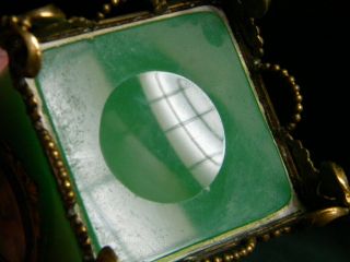 Palais Royal 19th Century French Perfume Bottle Gilt Brass & Green Blown Glass 8