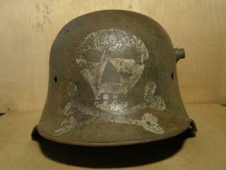 Ww1 German M - 16 /m - 17 Helmet.  Stahlhelm.  Size 64.  Totenkopf.