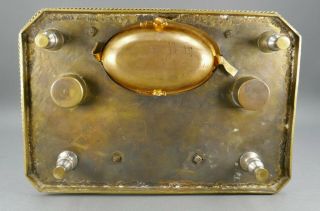Fine Antique Austrian Bronze Service Bell Desk Set W/ Clock Inkwell Match Holder 12