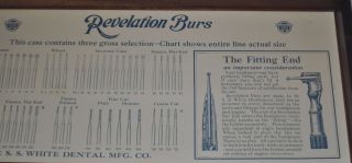 S.  S.  WHITE DENTAL MFG CO Vintage Dentist Dentistry Box,  Revelation Bur 4