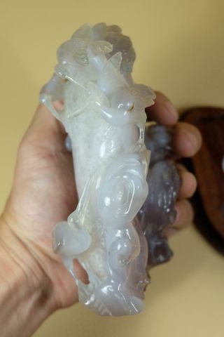 Antique Quality Hand Carved Chinese Agate Stone Carving Figural Bird Sculpture 10