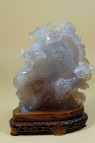 Antique Quality Hand Carved Chinese Agate Stone Carving Figural Bird Sculpture 5
