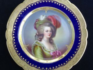 Antique Royal Vienna " Marie Antoinette " Hand - Painted Cabinet Plate Signed