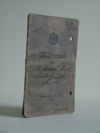 1911 Ww1 German Empire Army Soldier Militarpass Military Service Book Prussian