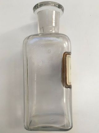 VINTAGE SMALL APOTHECARY BOTTLE W/STOPPER - AQUA CAMPHOR - F&S? 4