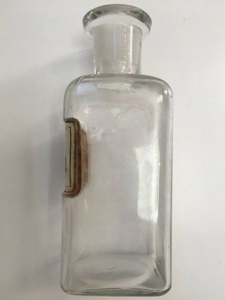 VINTAGE SMALL APOTHECARY BOTTLE W/STOPPER - AQUA CAMPHOR - F&S? 5
