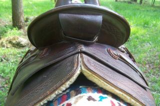 Vtg US Cavalry WWI Packers Slick Fork Western Saddle w/ Nail Pouch 6