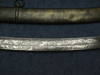 LARGE AND HEAVY US PRE CIVIL WAR SWORD WITH BRASS SCABBARD 5