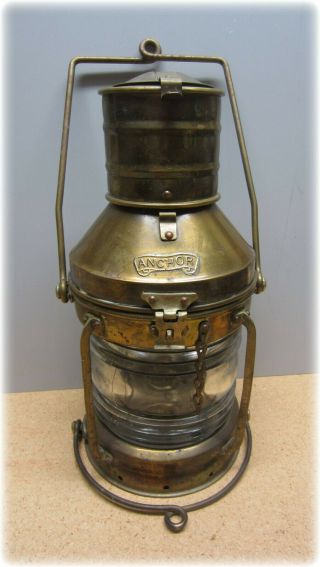 Antique Anchor Brass Nautical Maritime Ship Oil Lantern