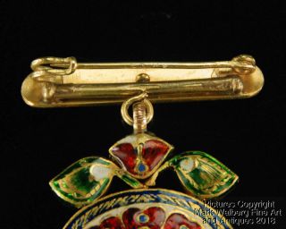 Indian Mughal Jewelry Gold,  Diamond & Enamel Oval Pendant / Brooch,  19/20th C. 10