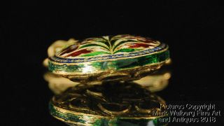 Indian Mughal Jewelry Gold,  Diamond & Enamel Oval Pendant / Brooch,  19/20th C. 8