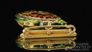 Indian Mughal Jewelry Gold,  Diamond & Enamel Oval Pendant / Brooch,  19/20th C. 9